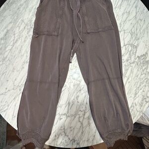 FP Movement by Free People Cropped Drawstring Cargo Joggers in Taupe